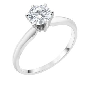 CERTIFIED 14K White Gold .8ct Diamond Solitaire Ring Moissanite Engagement